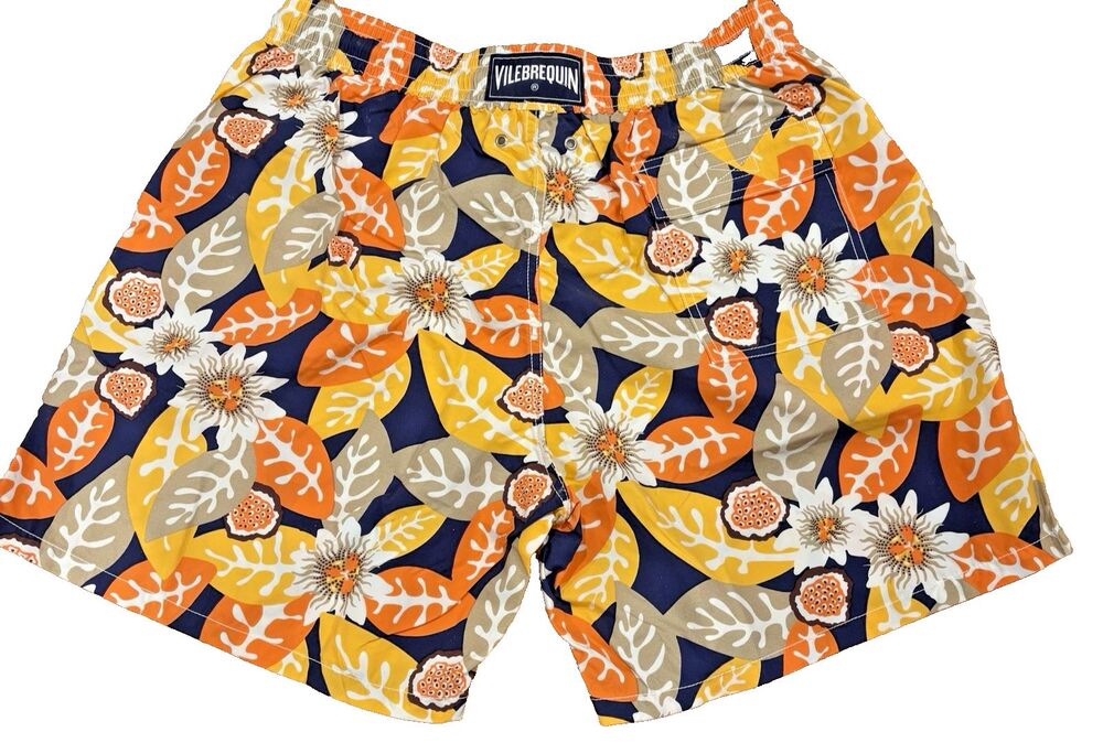 NWT VILEBREQUIN Swim Trunks Men's XXL-2XL Moorea Shorts Blue Orange Drawstring - Picture 2 of 16